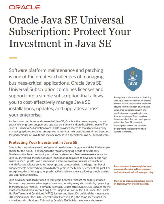Oracle Java SE Universal Subscription- Protect Your Investment in Java SE PDF 下载 图1