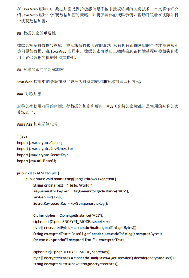 Java Web应用中的数据加密实现策略与代码示例 PDF 下载 图1
